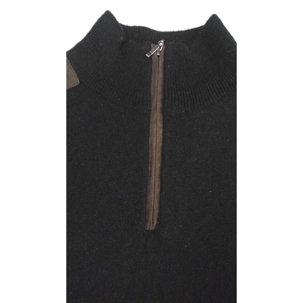Harrison Davis Sweater Mens Medium Black Top With Faux Suede Trim poly wool - Picture 6 of 14